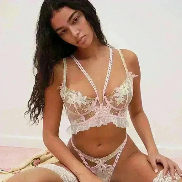 For Love And Lemons Waterlilies Bustier  Underwire Bra small new with tags - Picture 1 of 3